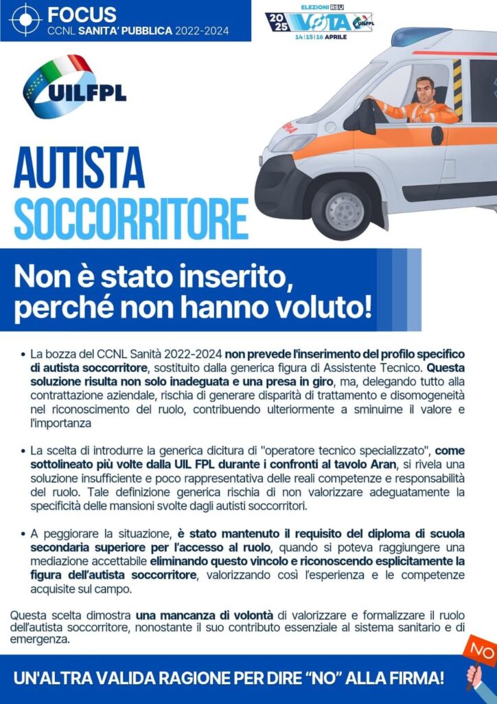 FB_IMG_1737109678359-724x1024 CCNL Sanità Pubblica 2022-2024: L’autista soccorritore ignorato, UIL FPL dice “NO” alla firma.