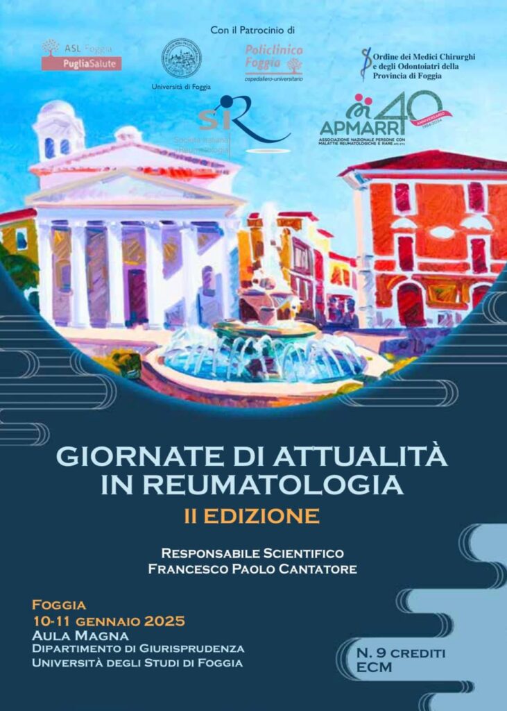 locandina-731x1024 Giornate di Attualità in Reumatologia: II Edizione. 10-11 gennaio 2025, Università degli Studi di Foggia.