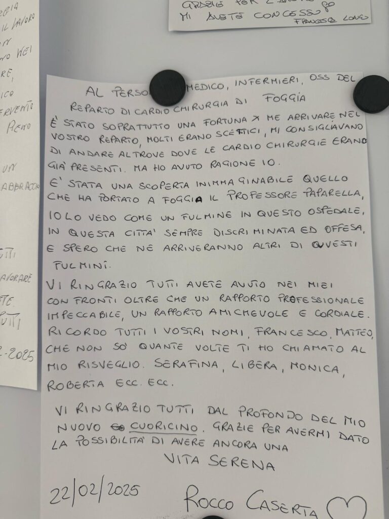 IMG-20250222-WA0085-768x1024 La storia di Rocco: un sincero ringraziamento a Medici, Infermieri e OSS della Cardiochirurgia di Foggia.